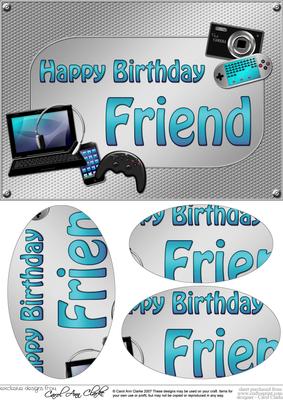 A5 Birthday Friend Gadgets N Gizmos Oval Pyramage Topper