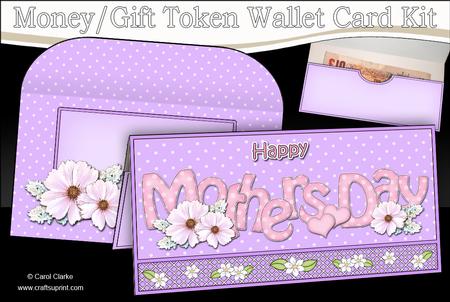 Mothers Day Flowers Money or Gift Wallet Card Kit