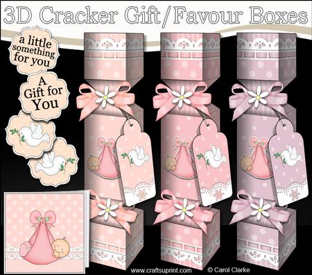 3D Baby Girl Cracker Gift Favour Boxes