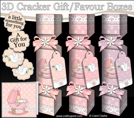 3D Baby Girl Cracker Gift Favour Boxes