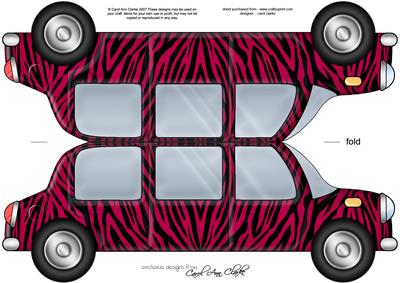 Large Dl Zebra Stripe Stretch Limo Shaped Card