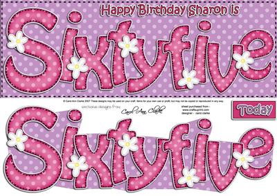 65th Birthday Sharon Large Dl Quick Card N 3D Decoupage