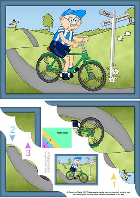 A5 Bert Goes Cycling Scallop Corner Side Stacker