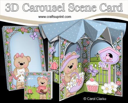 3D Livvy Bear Carousel Scene Card Kit