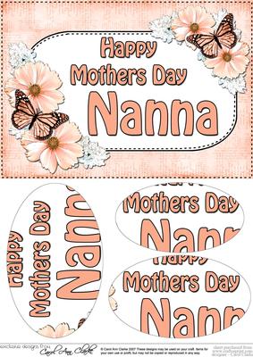 A5 Mothers Day Nanna Butterflies & Flowers Oval Pyramage