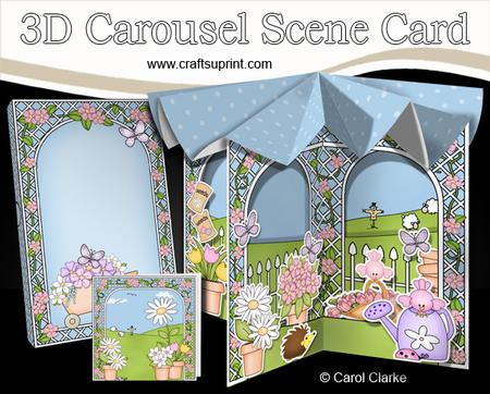 3D Gardening Carousel Scene Card Kit