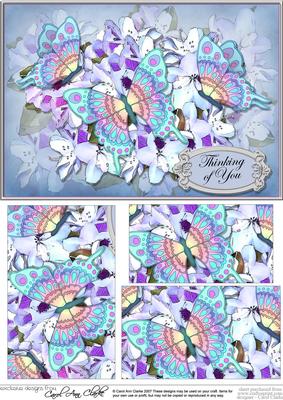 A5 Thinking of You Flowers & Butterfly Pyramage Topper