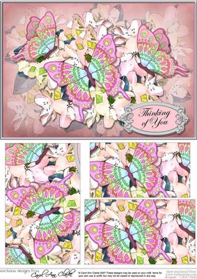 A5 Thinking of You Flowers & Butterfly Pyramage Topper