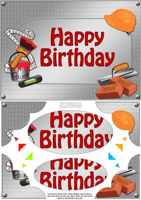 A5 Birthday Handyman Tools Scallop Corners & Pyramage