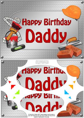 A5 Birthday Daddy Handyman Tools Scallop Corners & Pyramage