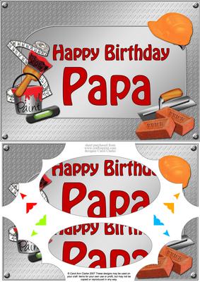 A5 Birthday Papa Handyman Tools Scallop Corners & Pyramage