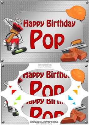 A5 Birthday Pop Handyman Tools Scallop Corners & Pyramage