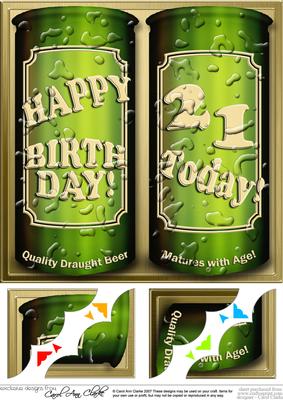 8 x 8 21st Birthday Beer Cans Scalloped Corner Topper