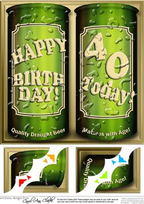 8 x 8 40th Birthday Beer Cans Scalloped Corner Topper