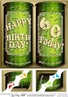8 x 8 60th Birthday Beer Cans Scalloped Corner Topper