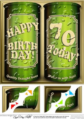 8 x 8 70th Birthday Beer Cans Scalloped Corner Topper
