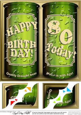 8 x 8 80th Birthday Beer Cans Scalloped Corner Topper
