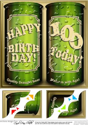 8 x 8 100th Birthday Beer Cans Scalloped Corner Topper