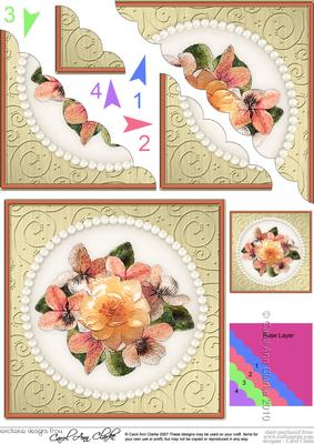 Flowers and Pearls Scallop Corner Side Stacker Topper