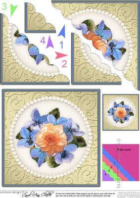 Flowers and Pearls Scallop Corner Side Stacker Topper