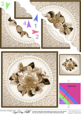 Flowers and Pearls Scallop Corner Side Stacker Topper