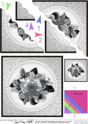 Flowers and Pearls Scallop Corner Side Stacker Topper
