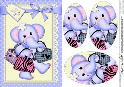 A5 Lola Elephant Goes Shopping Oval Pyramage Topper