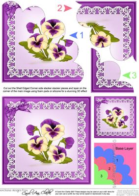 Pansy on Butterfly Lace Shell Edged Corner Side Stacker