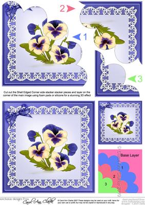 Pansy on Butterfly Lace Shell Edged Corner Side Stacker