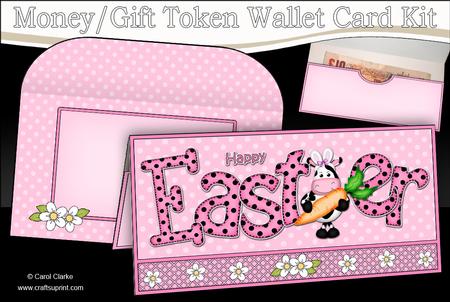 Easter Milly Moo Cow Money or Gift Wallet Card Kit