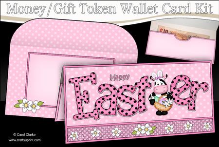 Easter Milly Moo Cow Money or Gift Wallet Card Kit