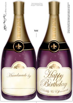 Large Dl Birthday Champagne Bottle Shaped Card