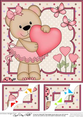 8 x 8 Livvy Bear's Heart Scalloped Corner Topper