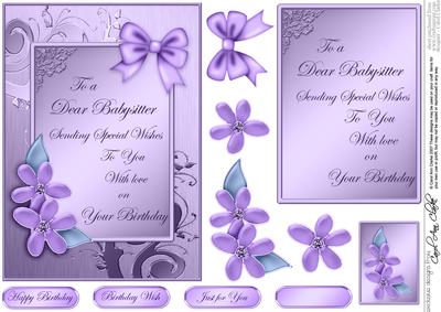 5 x 7 Metallic Birthday Babysitter 3D Decoupage