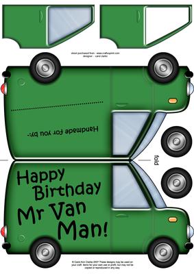 Happy Birthday Mr Van Man Shaped Card