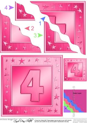 4th Birthday Bright Metallic Age Wavy Corner Side Stacker
