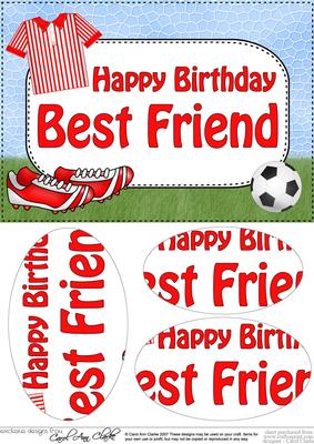 A5 Birthday Best Friend Football Oval Pyramage Topper