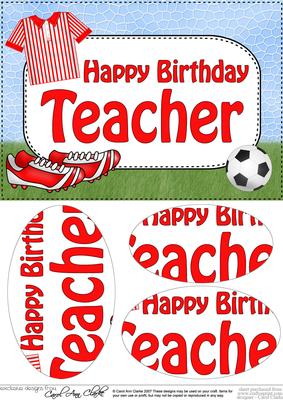 A5 Birthday Teacher Football Oval Pyramage Topper