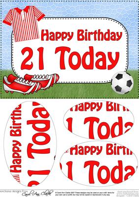 A5 Birthday 21 Today Football Oval Pyramage Topper