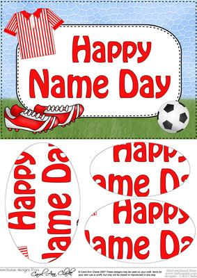 A5 Name Day Football Oval Pyramage Topper