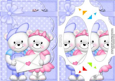 A5 Teddy Tess & Ed's Letter Scallop Corners and Pyramage