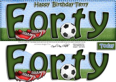 40th Birthday Terry Large Dl Quick Card N 3D Decoupage