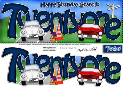 21st Birthday Grant Large Dl Quick Card N 3D Decoupage