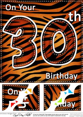 8 x 8 Fun Zebra Striped 30th Birthday Scalloped Topper
