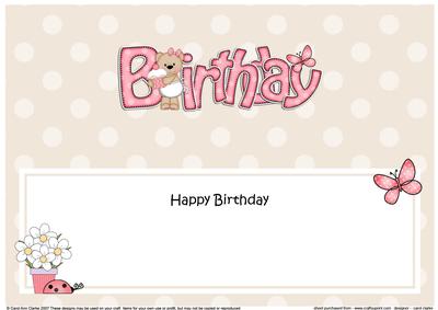 Birthday Livvy Bear Large Dl Matching Insert