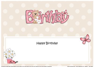 Birthday Livvy Bear Large Dl Matching Insert