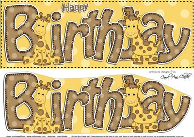 Large Dl Birthday Sophie Giraffe Card & 3D Decoupage