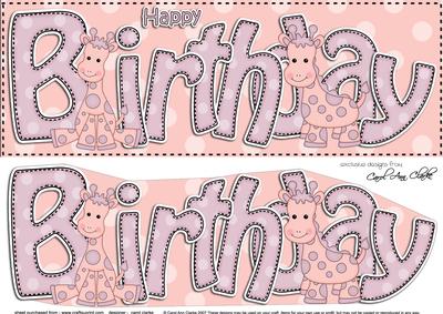 Large Dl Birthday Sophie Giraffe Card & 3D Decoupage