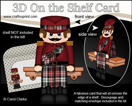 3D on the Shelf Card Kit - Fred the Tartan Soldier