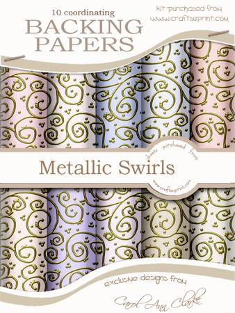 'gold Metallic Swirls' Backing Papers Kit